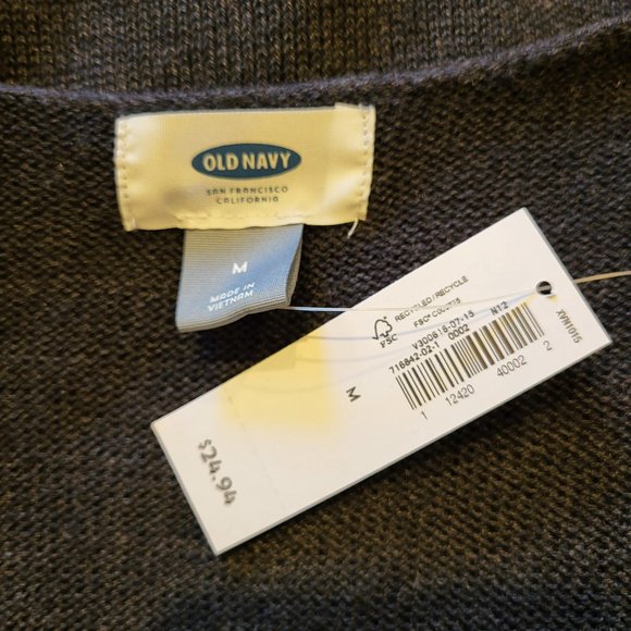 Old Navy Gray V Neck Pullover Sweater, Size Medium, NWT - Picture 6 of 9